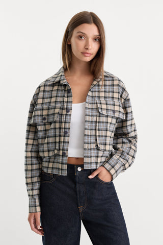 Patch Pocket Shirt Tan Plaid