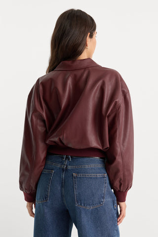 Better Than Leather Bomber Jacket Berry Noir