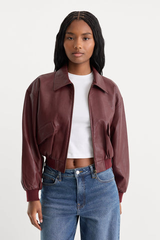 Better Than Leather Bomber Jacket Berry Noir