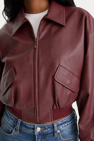Better Than Leather Bomber Jacket Berry Noir