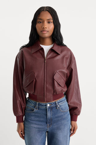 Better Than Leather Bomber Jacket Berry Noir