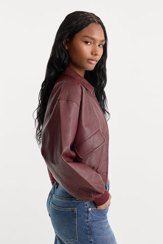 Better Than Leather Bomber Jacket Berry Noir