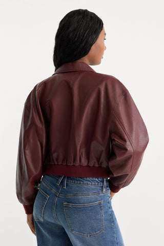 Better Than Leather Bomber Jacket Berry Noir