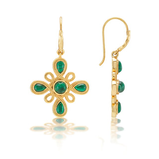Monique Gem Dangle Earrings-Malachite