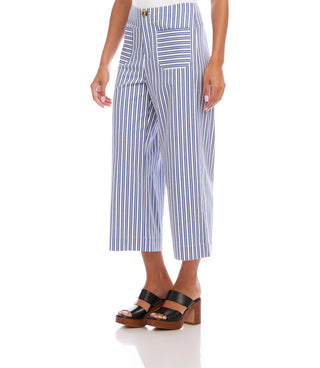Stripe Cropped Wide Leg Pants Blue With Off White