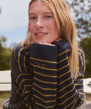 Valerie Polo Sweater Twilight & Green Stripe