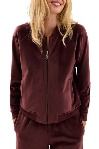 Velvet Bomber Jacket Deep Garnet