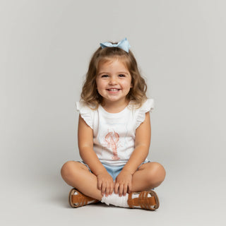 Organic Sleeveless Flutter Top & Shorts Set Lobster ￼