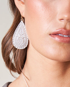 Penelope Leather Earrings Silver