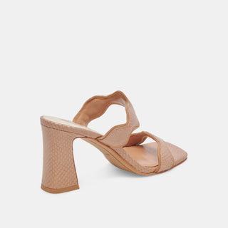 Ilva Toffee Embossed Leather Heel