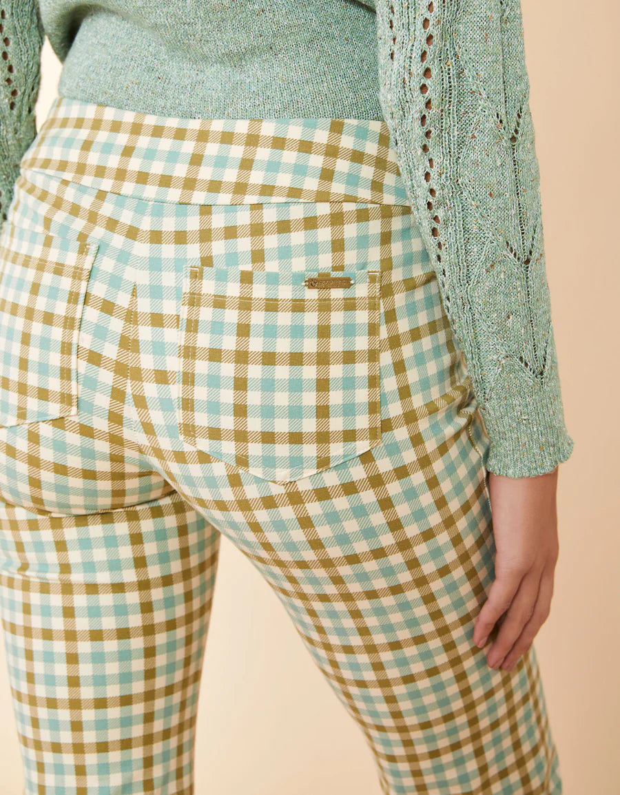 Maren Kick Flare Pant Mystic Moss Check