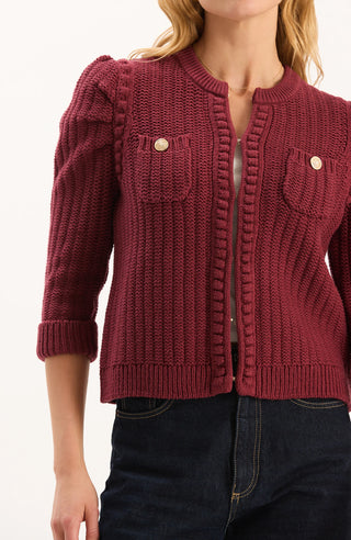 Liza Cotton Blend Knit Jacket Cabernet