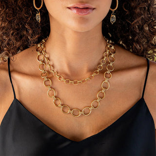 Cleopatra Grande Link Necklace 16”x2” Gold