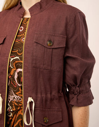 Margot Linen Jacket Deep Mahogany