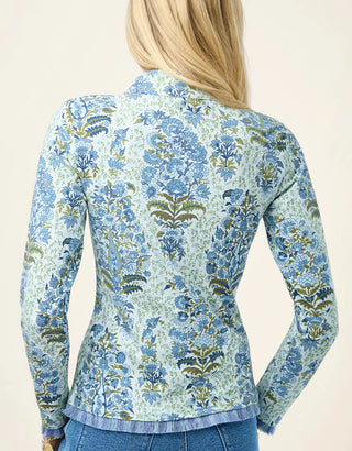 Nora Fringe Top Flagler Floral Paisley Sky