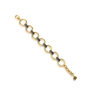 Cleopatra Grande Link Bracelet 7”x1.5” Gold/Midnight