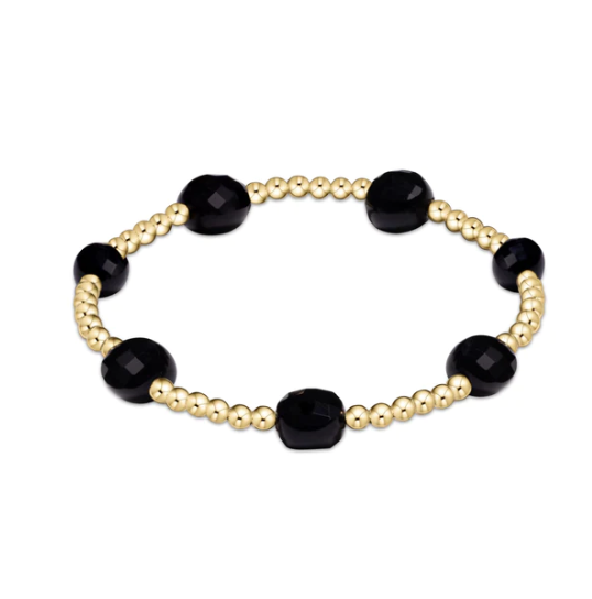 Admire Gold 3mm Bead Bracelet-Faceted Onyx