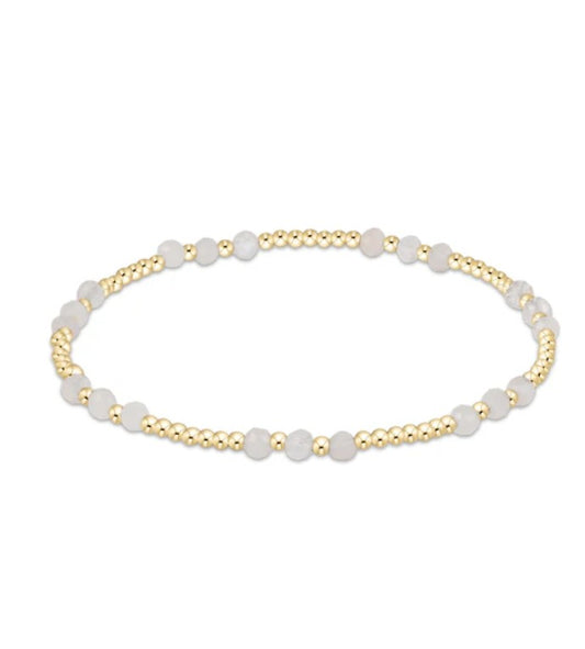 Gemstone Gold Joy Pattern 3mm Bead Bracelet- Moonstone