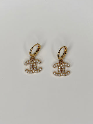Chanel Gold & Freshwater Pearl Huggie Earrings