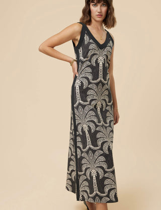 Marissa Midi Dress Bridge Street Palms Black
