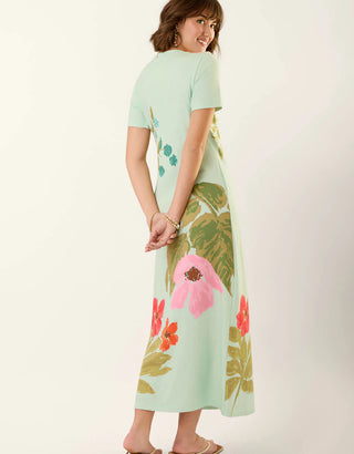Junetta Midi Dress Seawall Blooms Seafoam