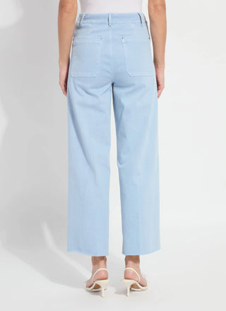 Erin Hi Waist Wide Leg Denim Antique Wash Chalk Blue