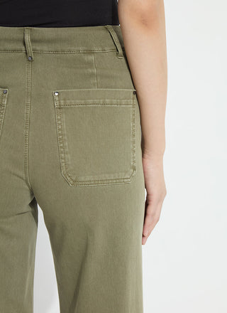 Erin Hi Waist Wide Leg Denim Antique Wash Smoked Green