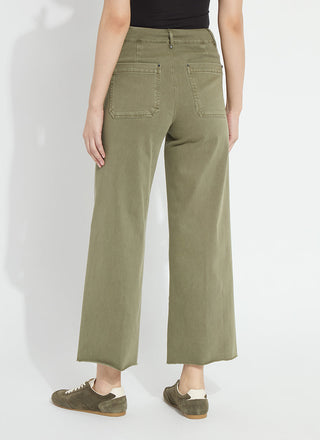 Erin Hi Waist Wide Leg Denim Antique Wash Smoked Green