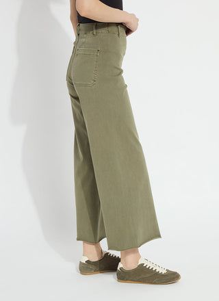 Erin Hi Waist Wide Leg Denim Antique Wash Smoked Green