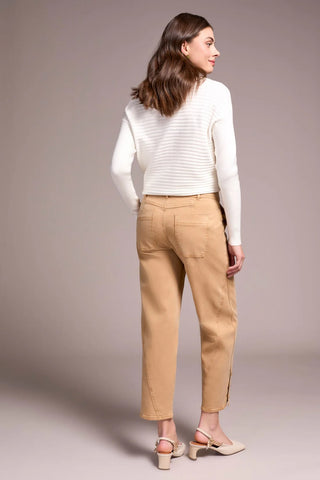 Fly Front Ankle Pant W/Button Stretch Twill Ice Latte