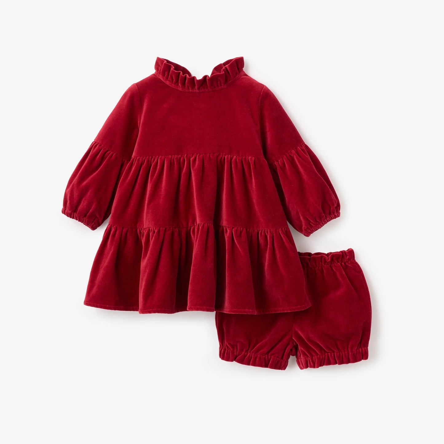 Velveteen Ruffle Collar Dress