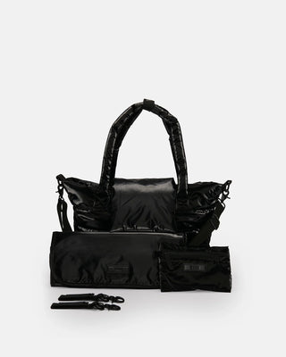 Capri Crossbody Tote Black Liquid Shine
