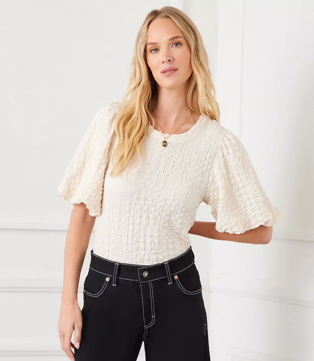 Puff Sleeve Texture Top