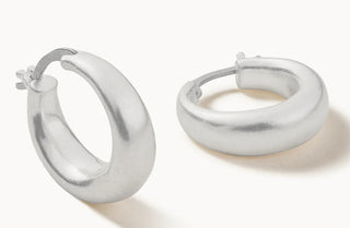 Mod Ballon Silver Hoop Earrings