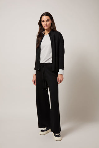 Reversible Cashmere Zip-Up Cardigan Black & Pearl Grey Melange