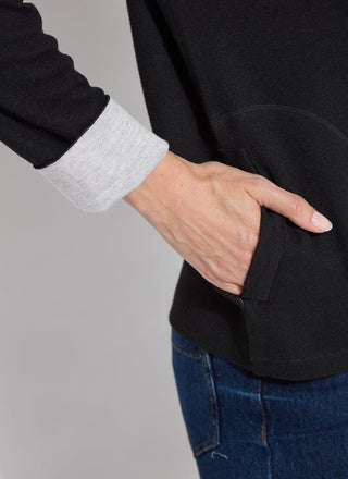 Reversible Cashmere Zip-Up Cardigan Black & Pearl Grey Melange