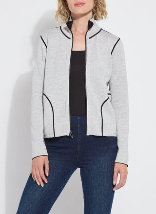 Reversible Cashmere Zip-Up Cardigan Black & Pearl Grey Melange