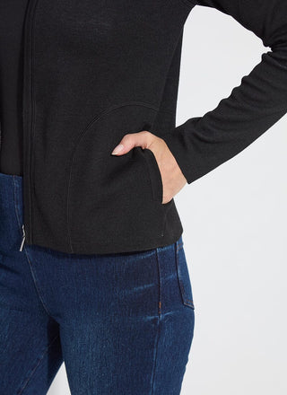 Reversible Cashmere Zip-Up Cardigan Black & Pearl Grey Melange