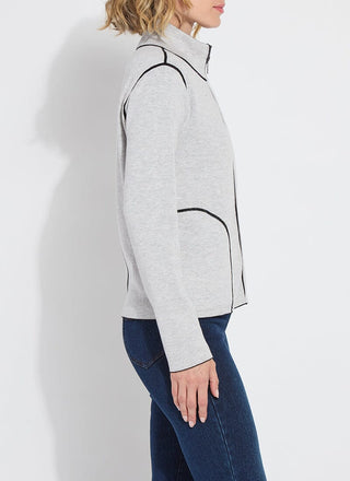 Reversible Cashmere Zip-Up Cardigan Black & Pearl Grey Melange