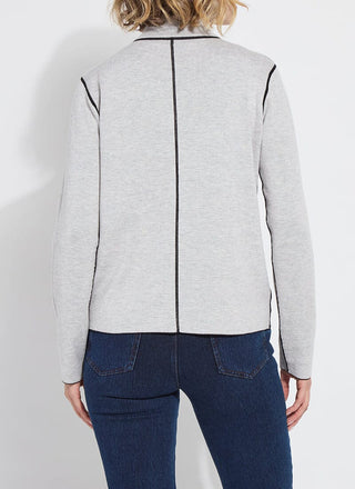 Reversible Cashmere Zip-Up Cardigan Black & Pearl Grey Melange
