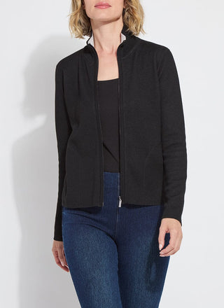 Reversible Cashmere Zip-Up Cardigan Black & Pearl Grey Melange