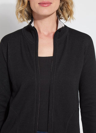 Reversible Cashmere Zip-Up Cardigan Black & Pearl Grey Melange