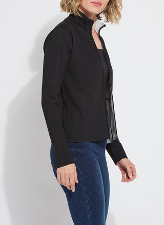 Reversible Cashmere Zip-Up Cardigan Black & Pearl Grey Melange