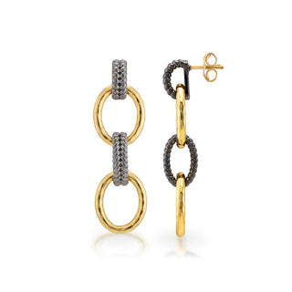 Cleopatra Regal Double Link Earrings Gold/Midnight