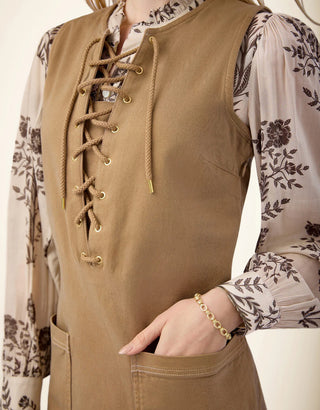 Quinn Lace Up Dress Mocha