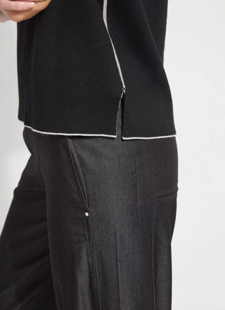 Odessa Reversible Knit Short Sleeve Tee Black & Grey Striped