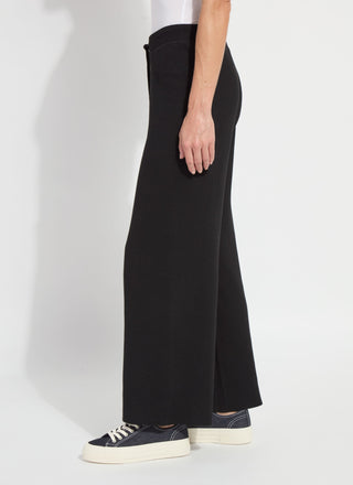 Odessa Reversible Knit Lounge Wide Leg Pant Black & Pearl Grey Melange