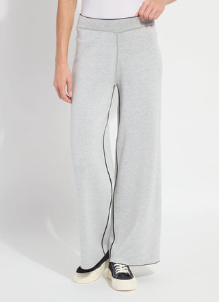 Odessa Reversible Knit Lounge Wide Leg Pant Black & Pearl Grey Melange