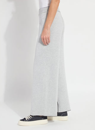 Odessa Reversible Knit Lounge Wide Leg Pant Black & Pearl Grey Melange