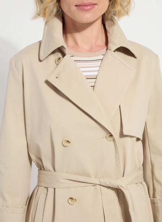 Dakota Cotton Cropped Trench Crisp Khaki